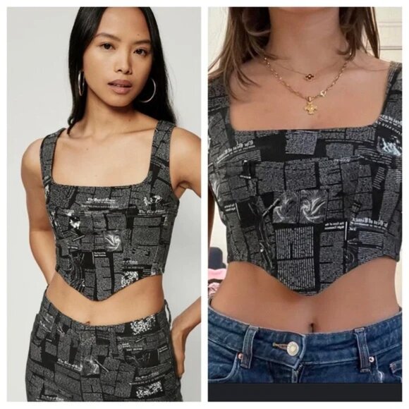 Reformation Raya Naked Lunch Denim Bustier Top - Picture 1 of 10